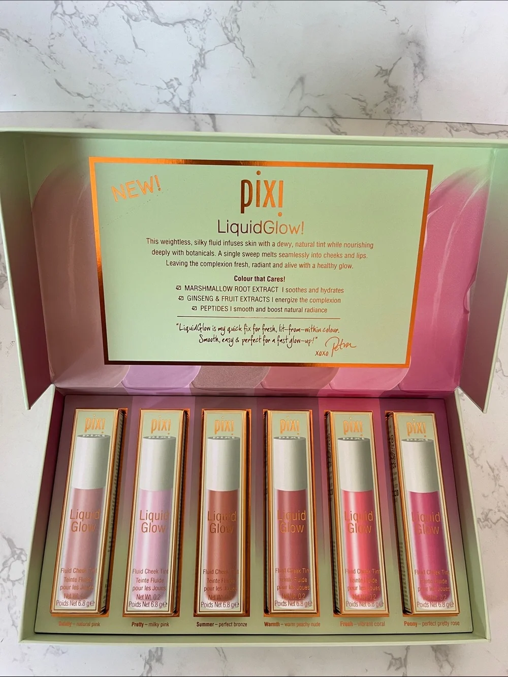 Pixi LiquidGlow Cream Highlighter Set — Pink, Peach, Coral Shades